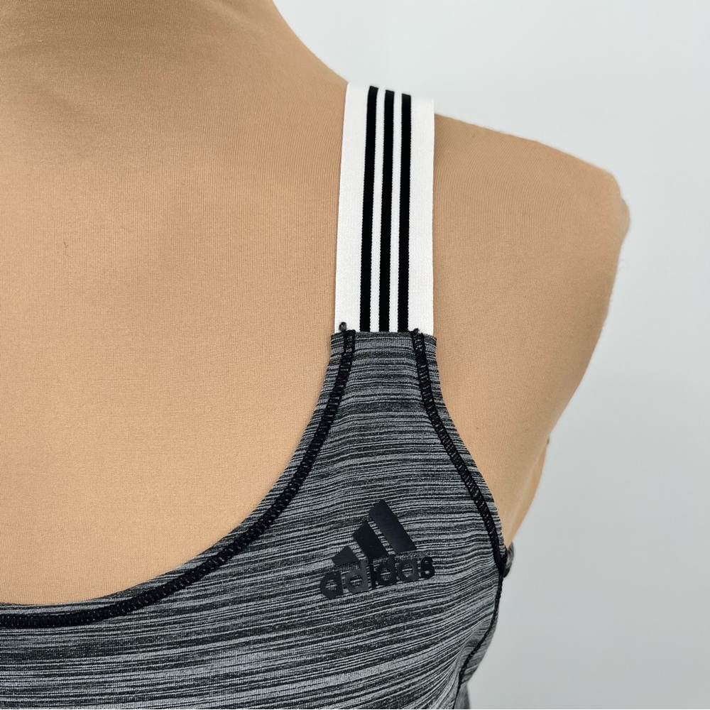 Adidas gray marbled elastic straps criss cross back workout gym tank top sz S - Picture 9 of 10